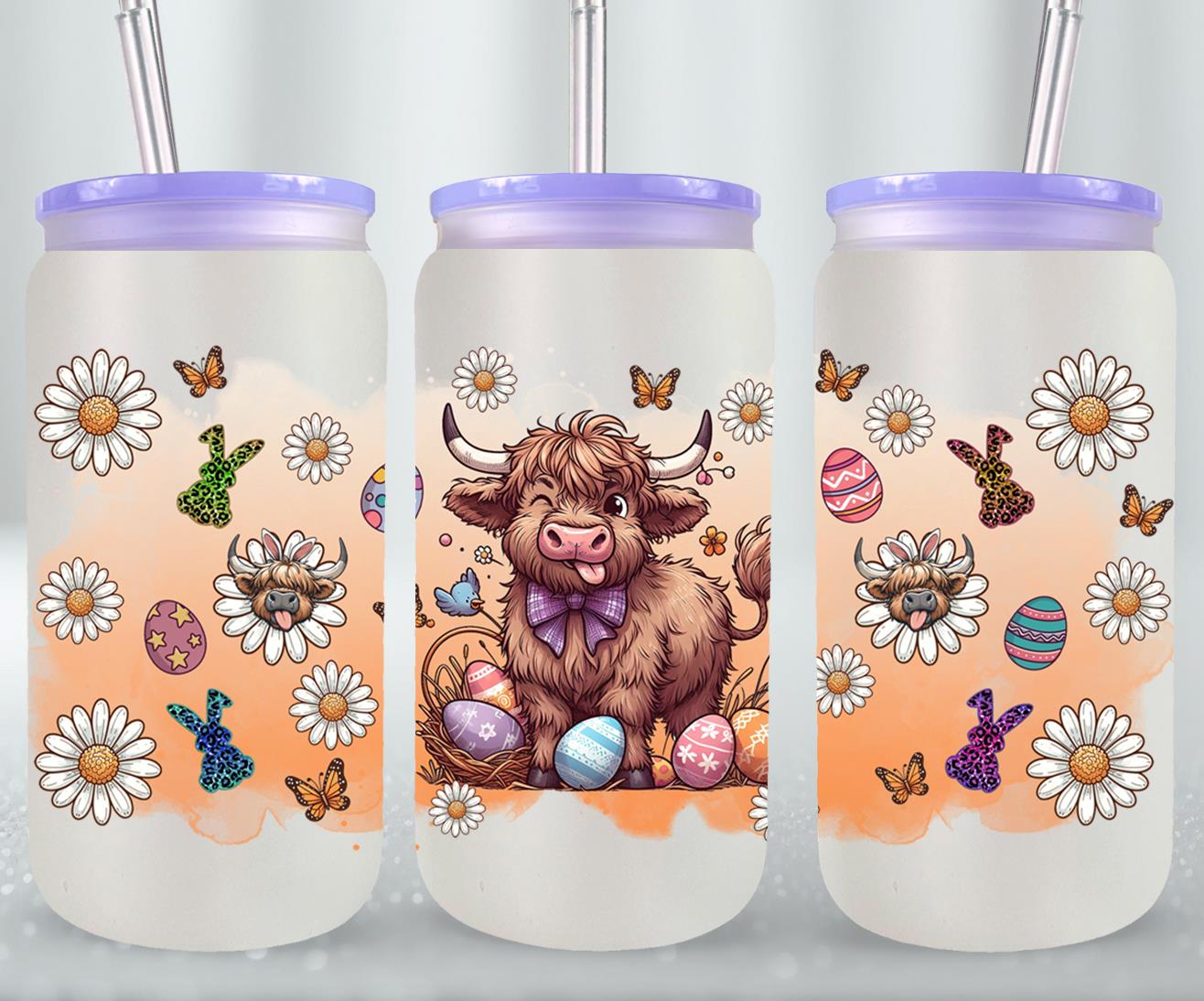 Highland Cow Easter-10379 - glass can