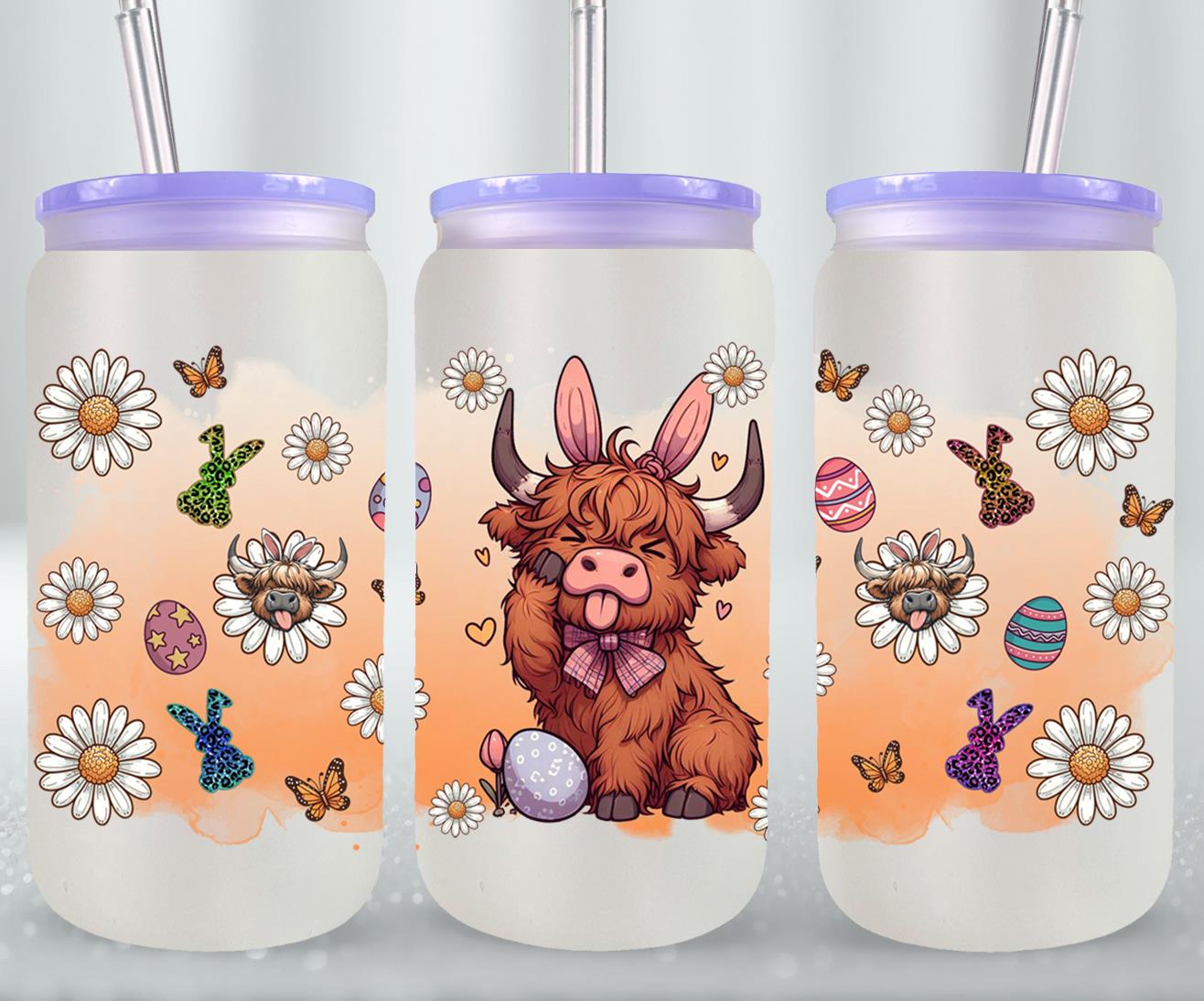 Highland Cow Easter-10373 - glass can