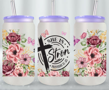 She is Strong-10224 - glass can