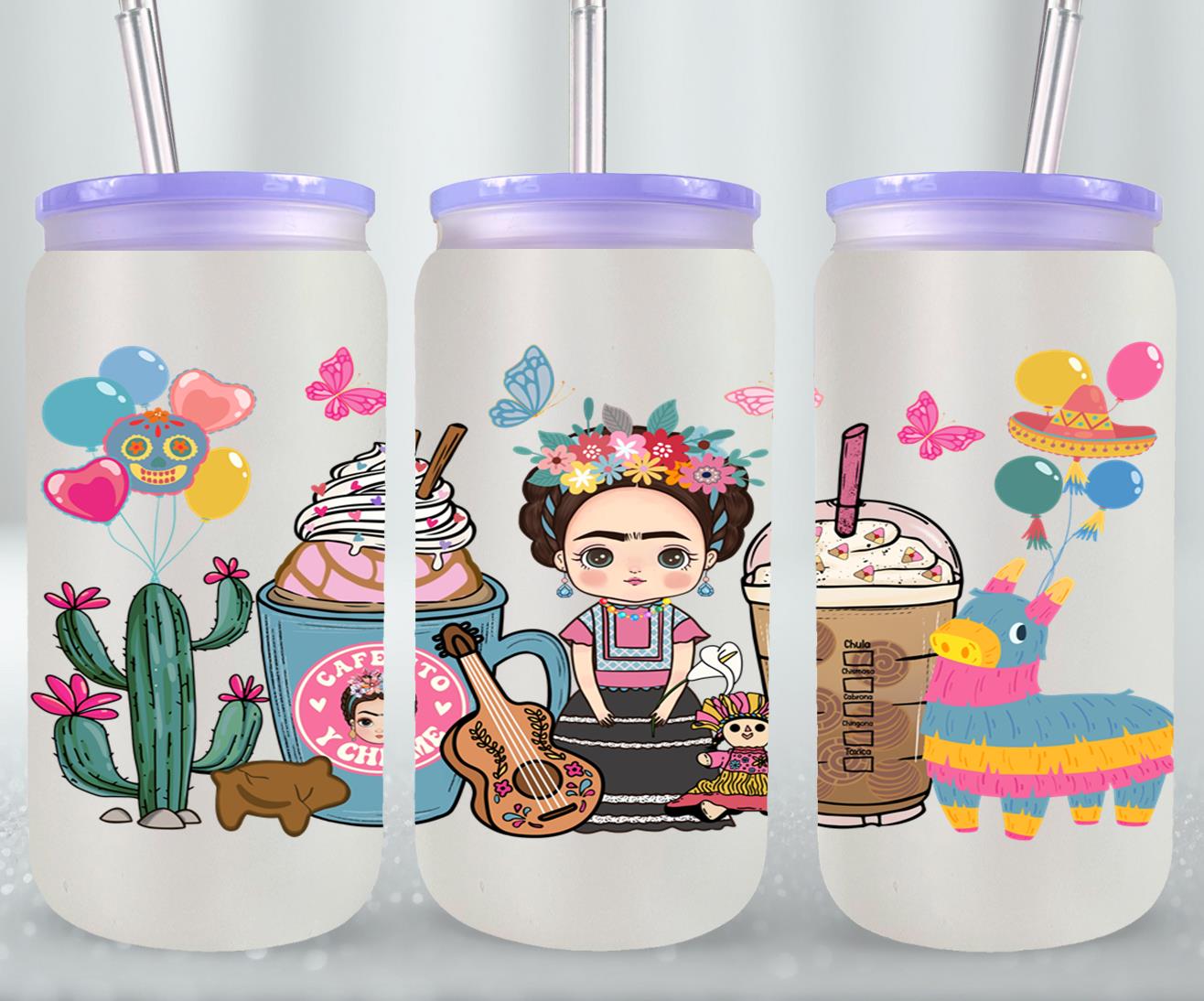 Cafecito y Chisme Mexican Girl-10057 - glass can