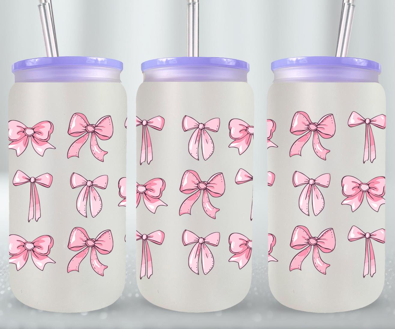 Pink Bow-9993 - glass can