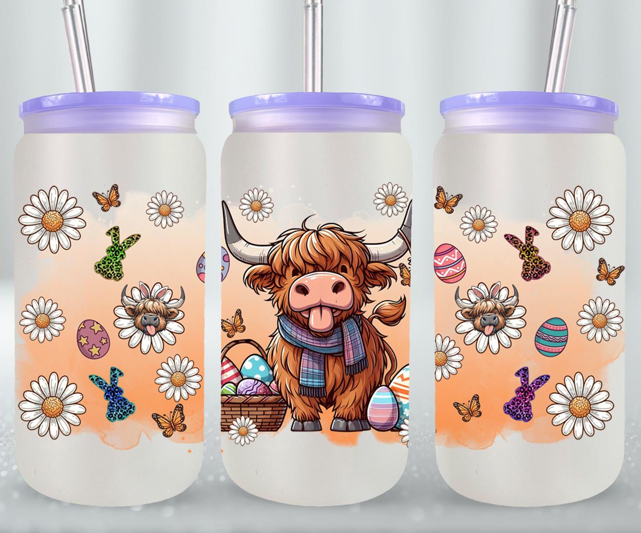 Highland Cow Easter-10386 - glass can