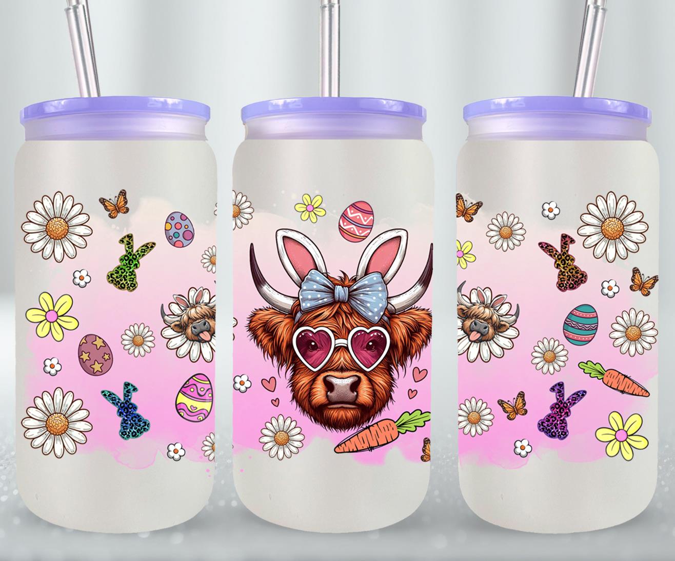 Highland Cow Easter-10399 - glass can