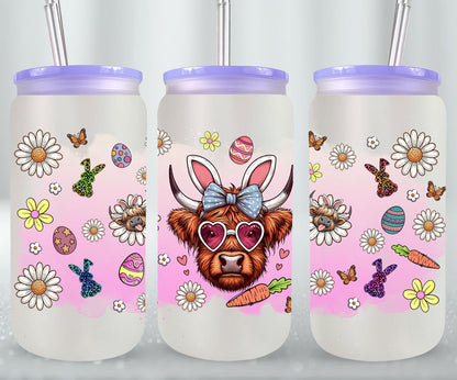 Highland Cow Easter-10399 - glass can