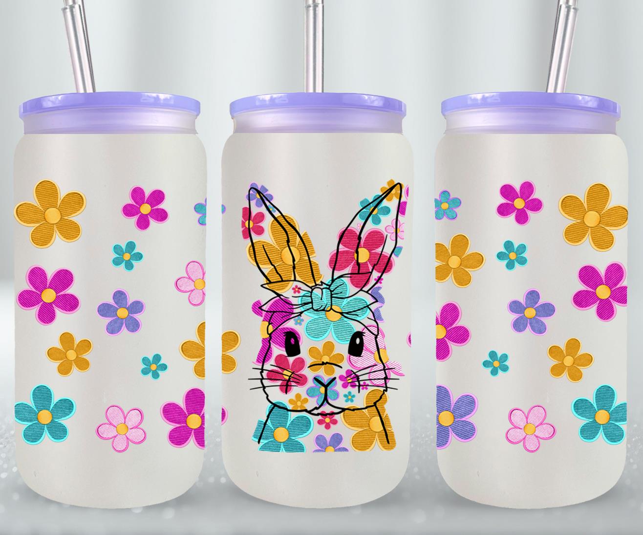 Embroidered Easter Bunny-10349 - glass can