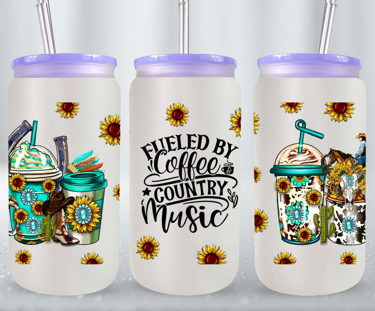 Fueled By Coffee And Country Music-10470 - glass can