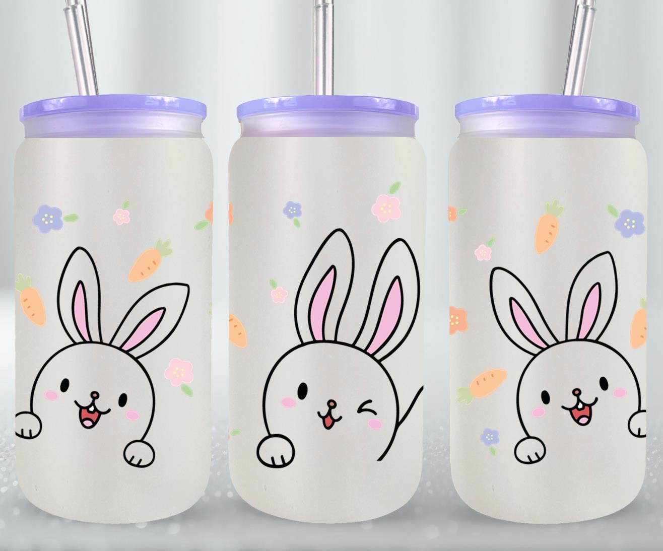 Happy Rabbit-10458 - glass can