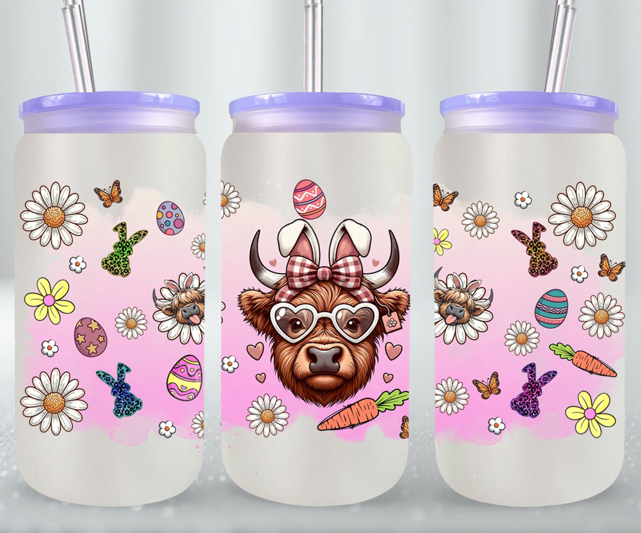 Highland Cow Easter-10388 - glass can