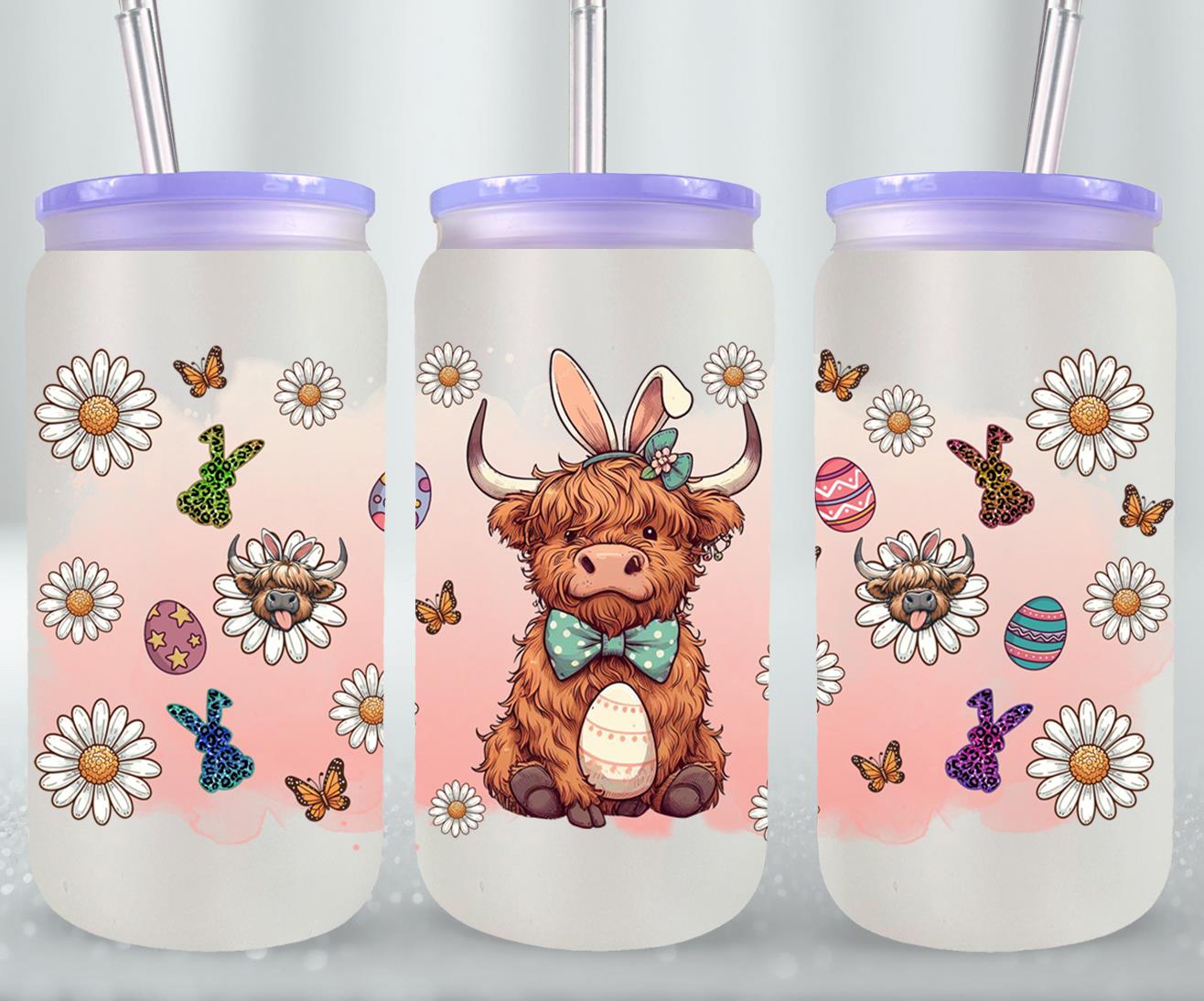 Highland Cow Easter-10391 - glass can