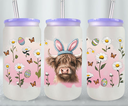 Highland Cow Easter-10370 - glass can