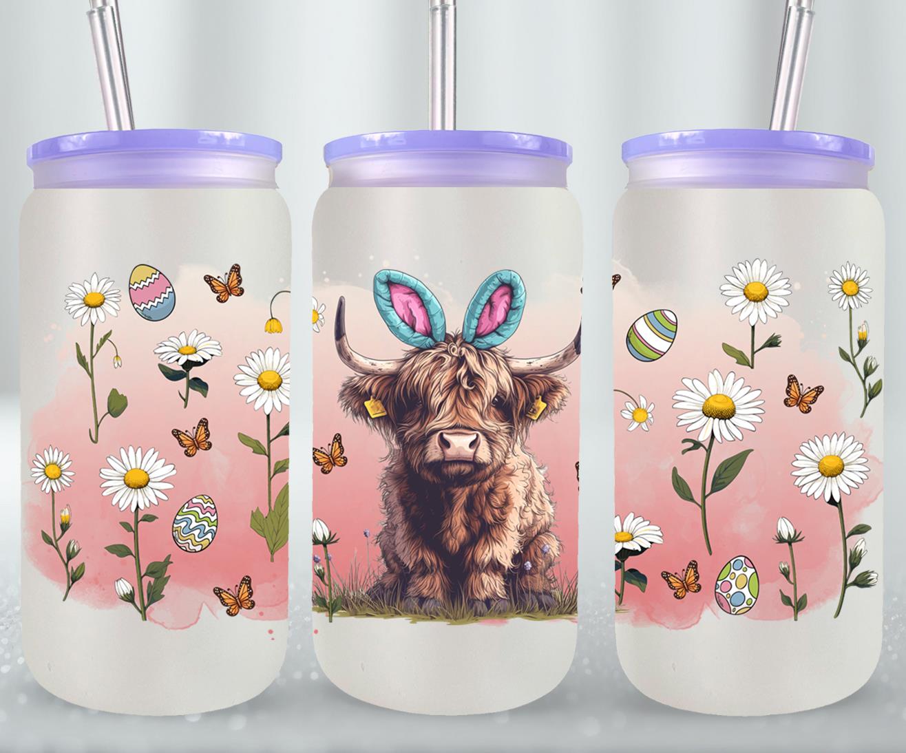 Highland Cow Easter-10367 - glass can