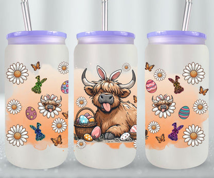 Highland Cow Easter-10383 - glass can