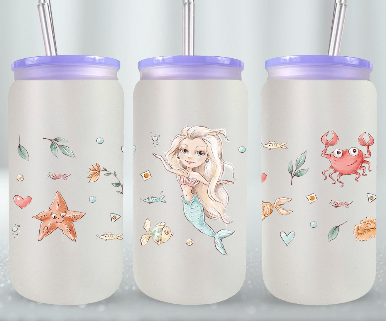Cute Mermaid-10679 - glass can