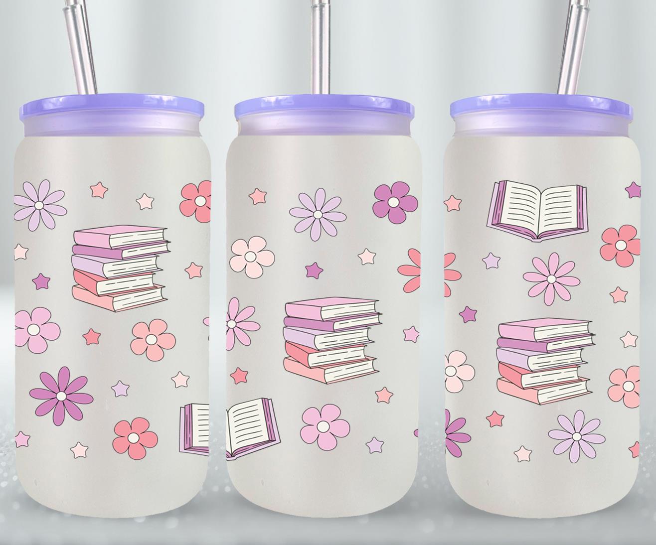 Books and Flowers 1-9971 - glass can