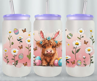 Highland Cow Easter-10404 - glass can