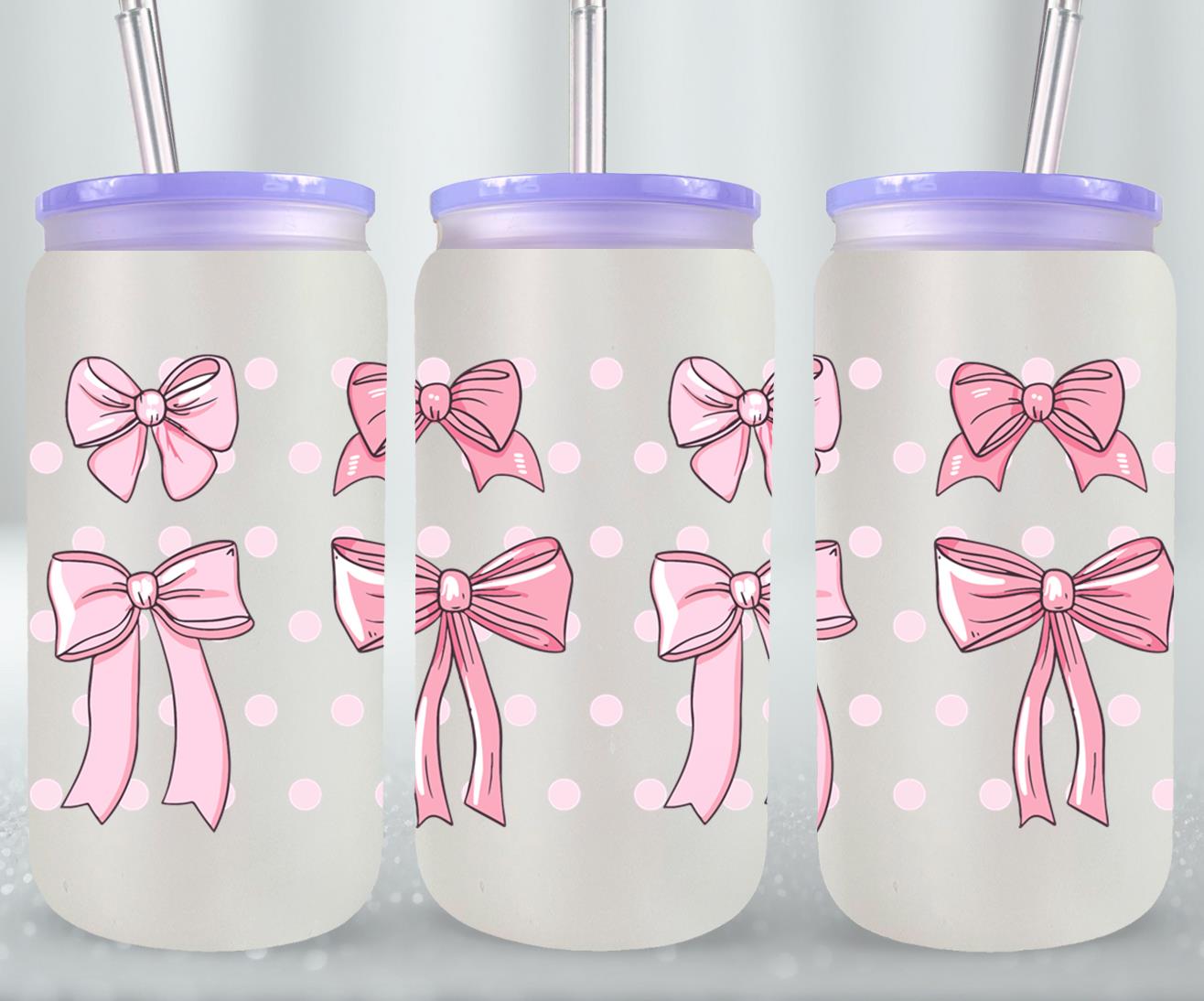 Pink Bow-9987 - glass can
