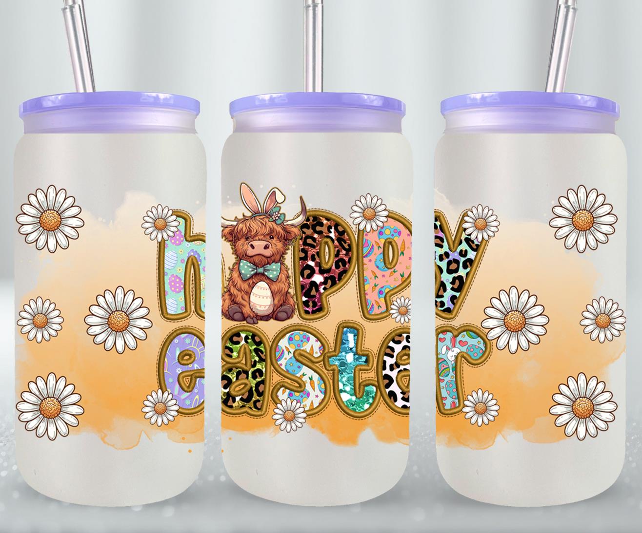 Highland Cow Easter-10398 - glass can