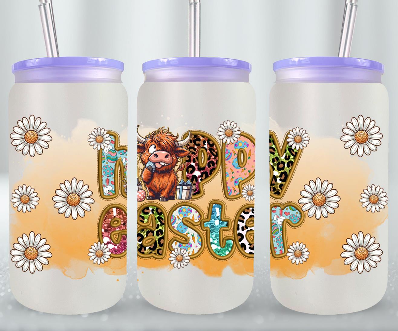 Highland Cow Easter-10400 - glass can