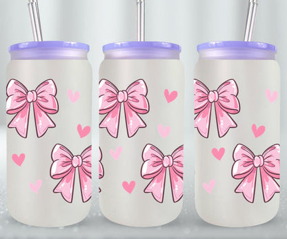 Pink Bow-9988 - glass can