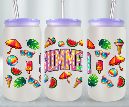 Summer Rainbow Flowers-10671 - glass can