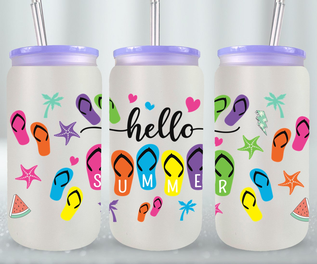 Hello Summer Flip Flops-10641 - glass can