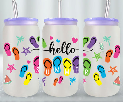 Hello Summer Flip Flops-10641 - glass can