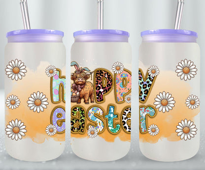 Highland Cow Easter-10393 - glass can