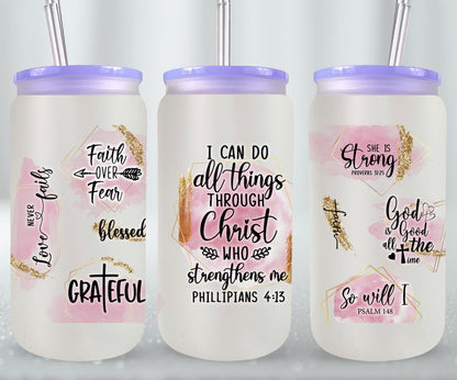 All Things Through Christ Who Strengthens Me-10186 - glass can