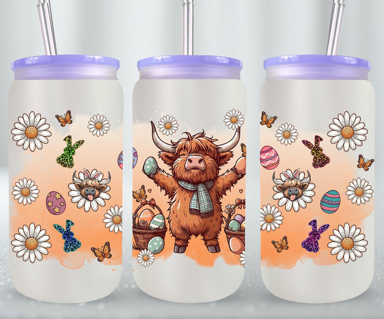 Highland Cow Easter-10389 - glass can