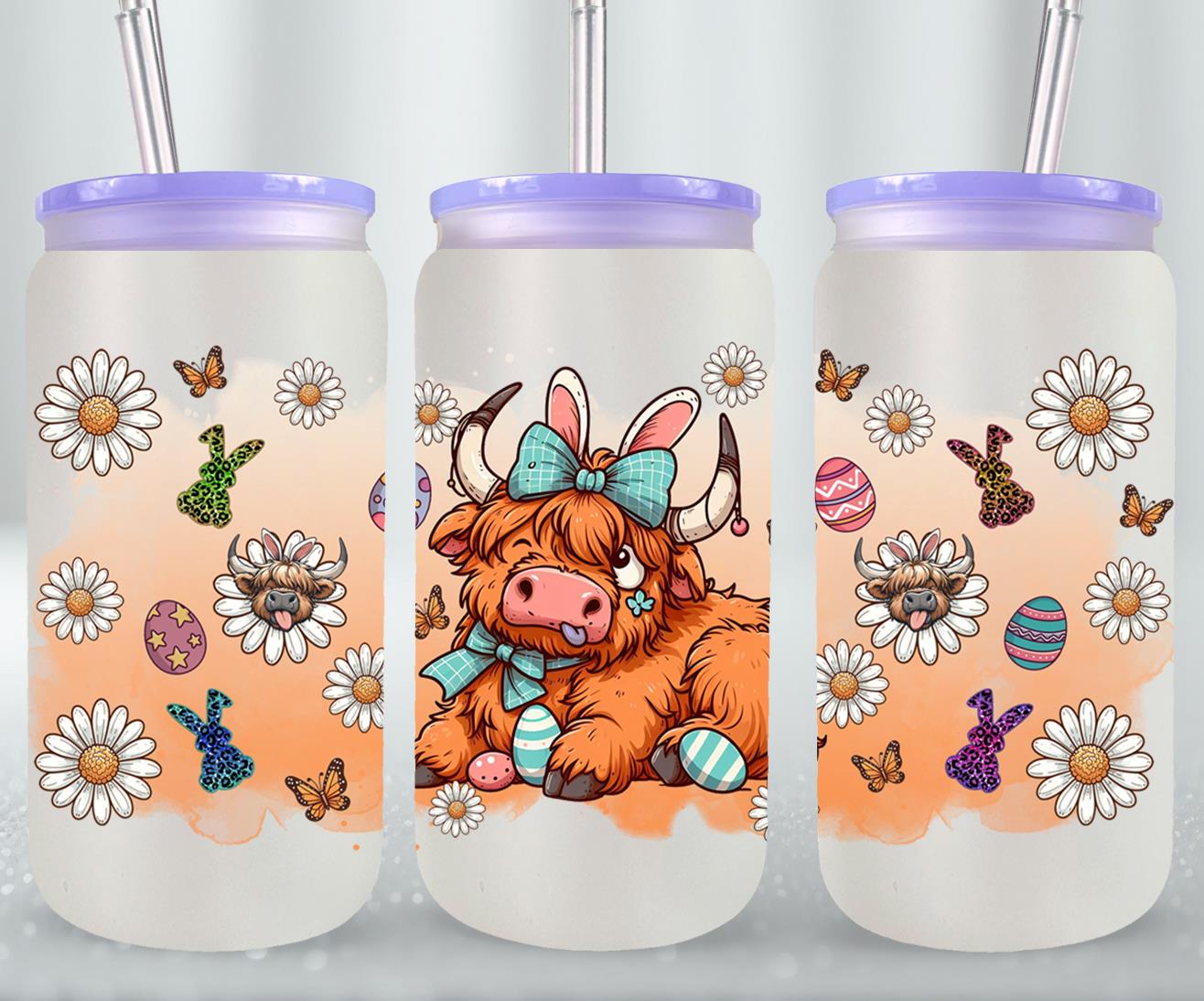 Highland Cow Easter-10371 - glass can