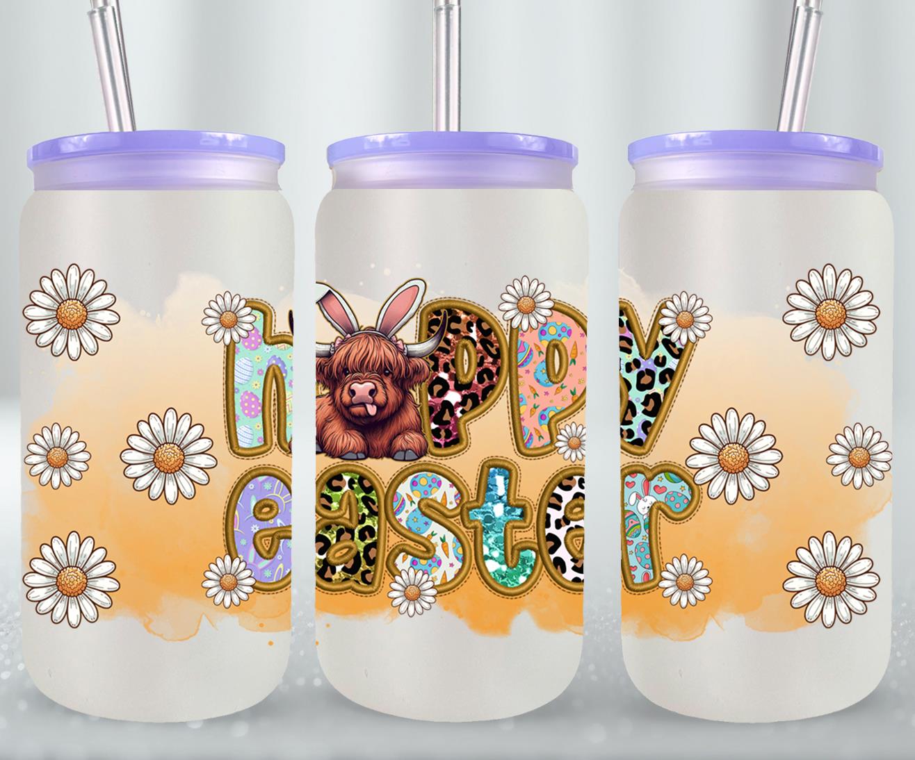 Highland Cow Easter-10394 - glass can