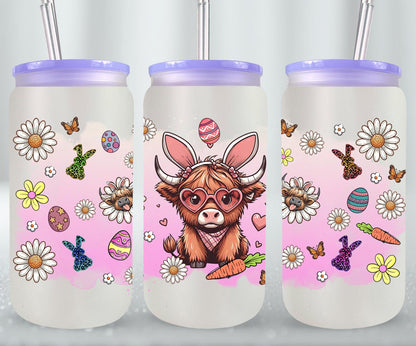 Highland Cow Easter-10366 - glass can