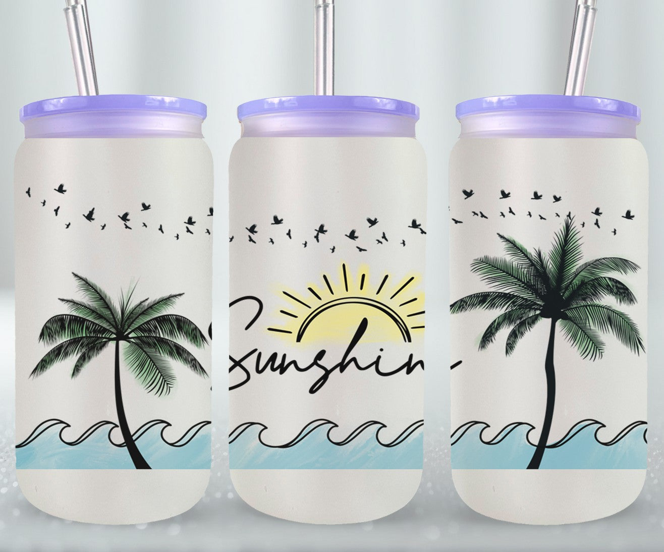 Sunshine Palm Trees-10690 - glass can