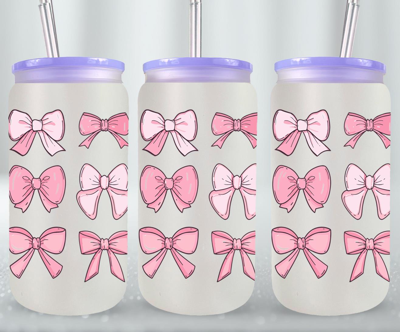 Pink Bow-9990 - glass can