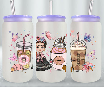 Cafecito y Chisme Mexican Girl-10047 - glass can