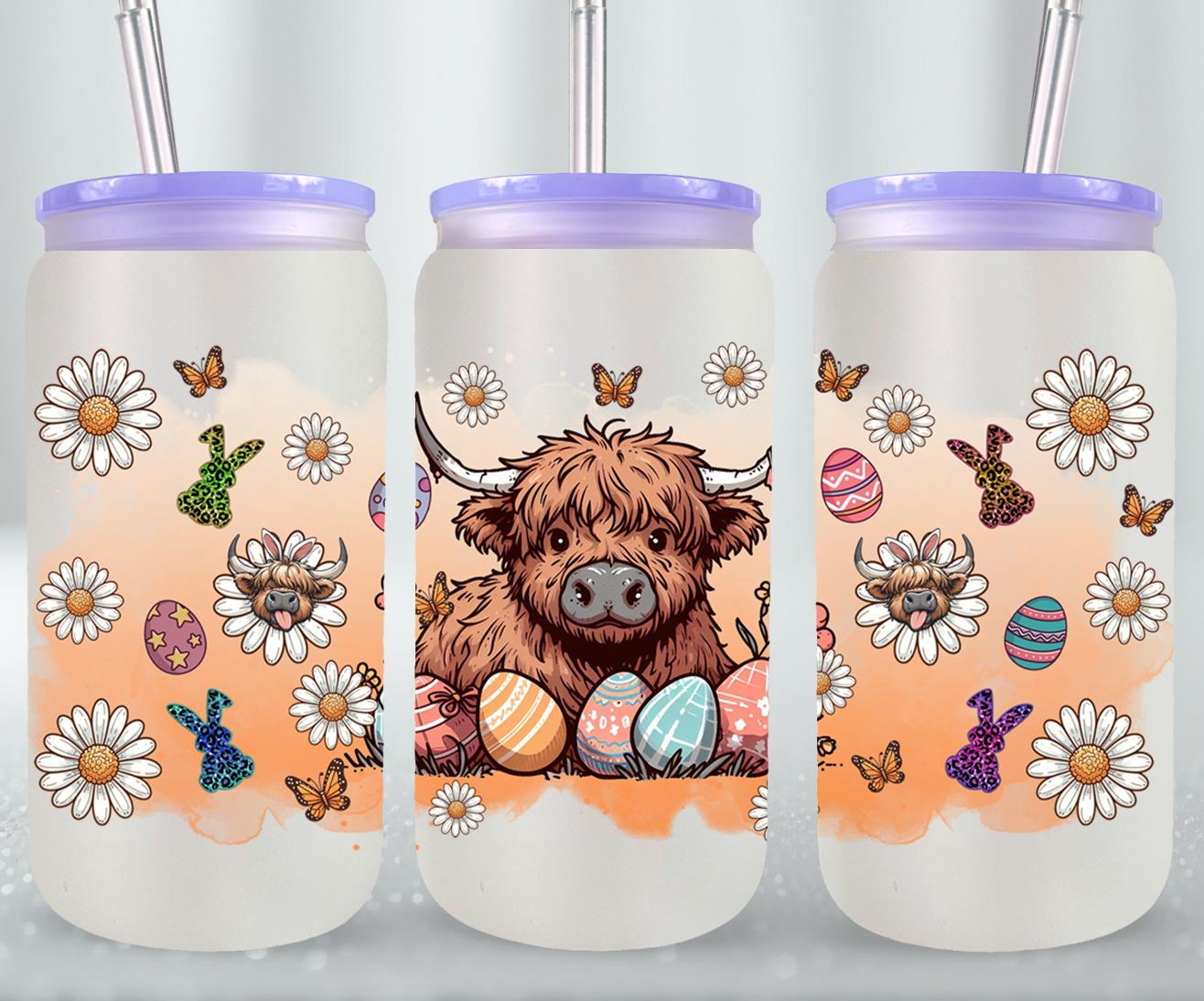 Highland Cow Easter-10375 - glass can