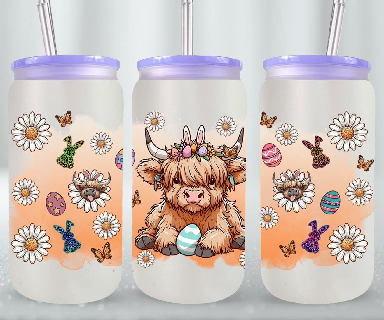 Highland Cow Easter-10378 - glass can