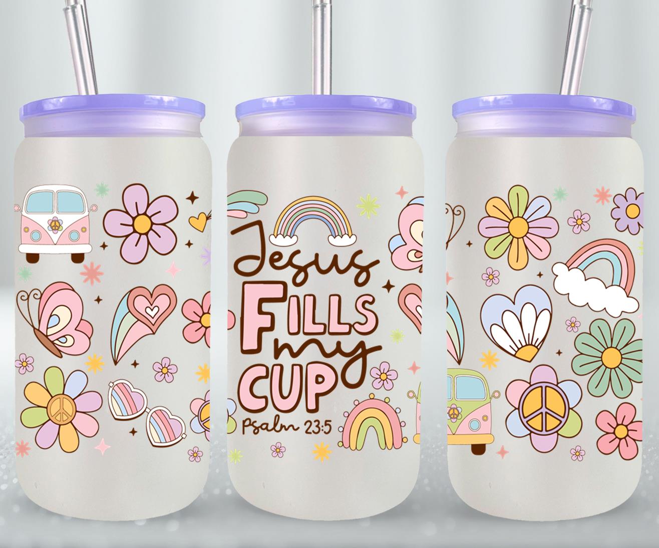 Jesus Fells My Cup-10208 - glass can