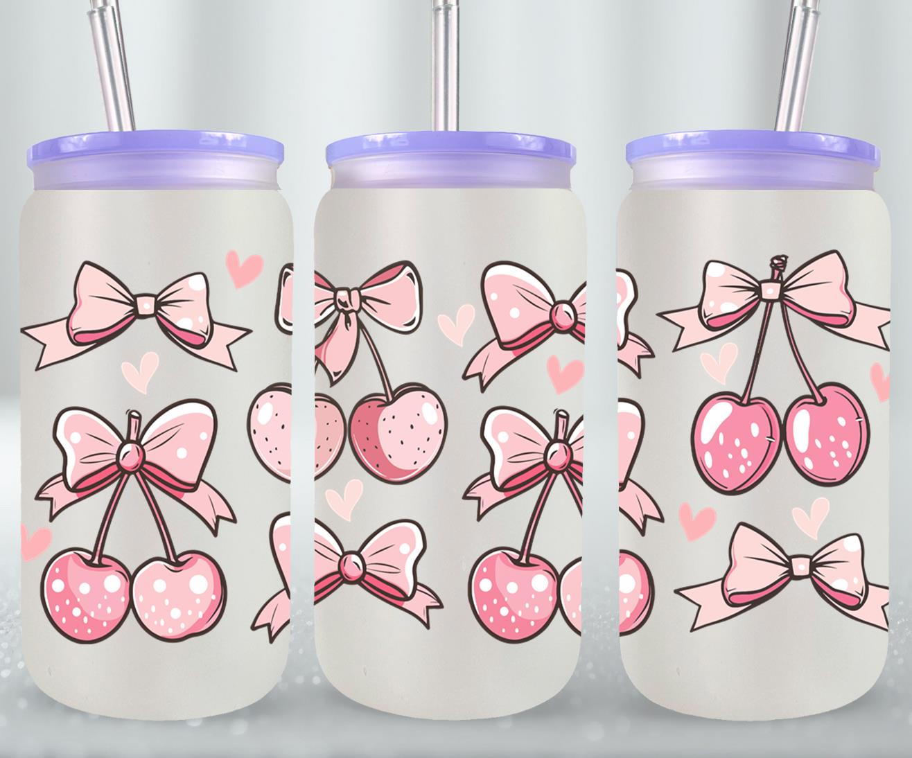 Pink Bow-9992 - glass can