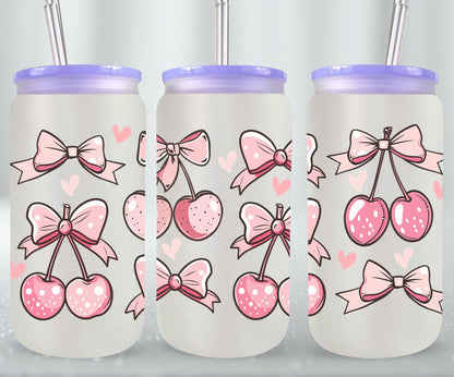 Pink Bow-9992 - glass can