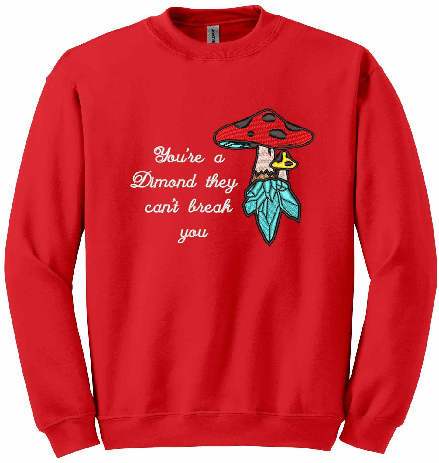 Crystal mushroom, positive message in embroidery - sweatshirt