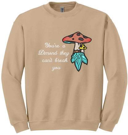 Crystal mushroom, positive message in embroidery - sweatshirt