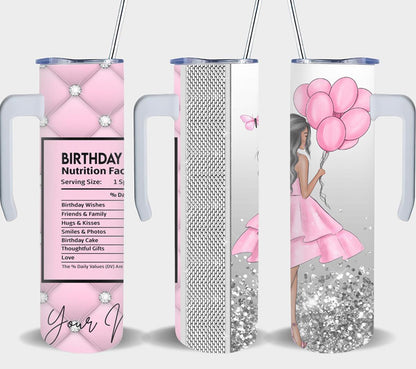 Personalized Birthday Girl Black Hair - tumbler