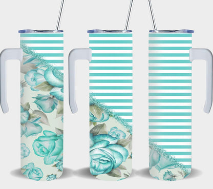 Flower Split Teal-10579 - tumbler
