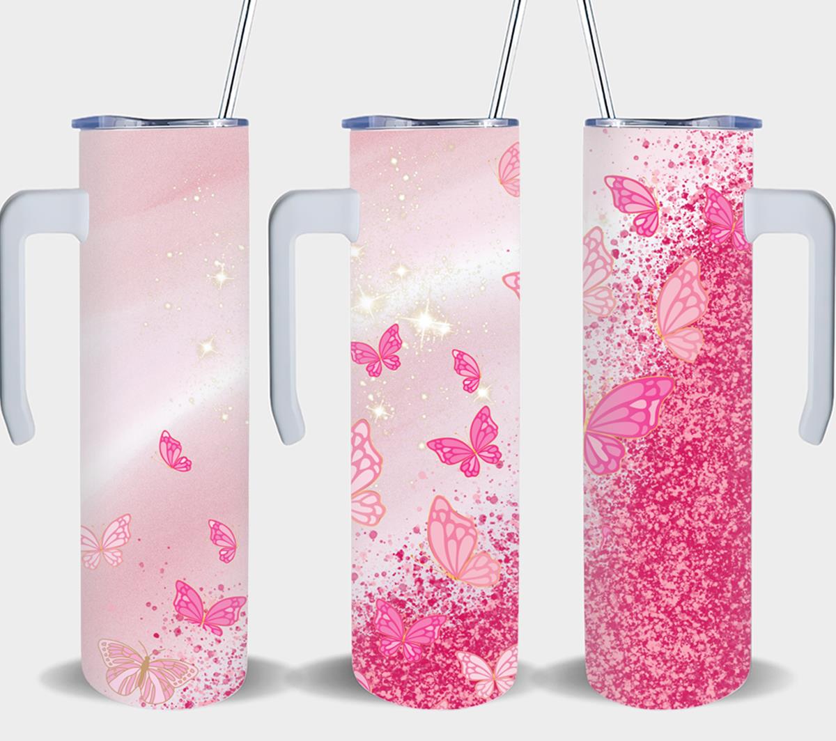 Butterfly Glitter Pink-8329 - tumbler