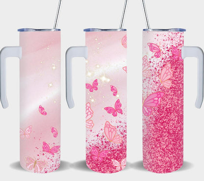 Butterfly Glitter Pink-8329 - tumbler