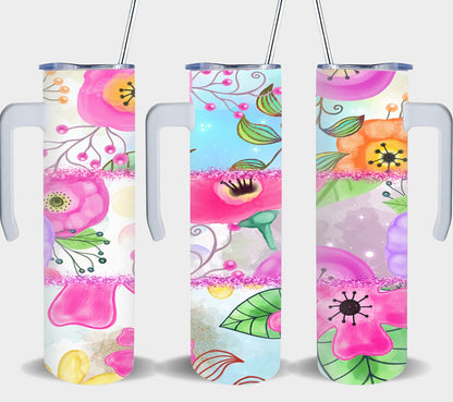 Three Flower Pink-10616 - tumbler