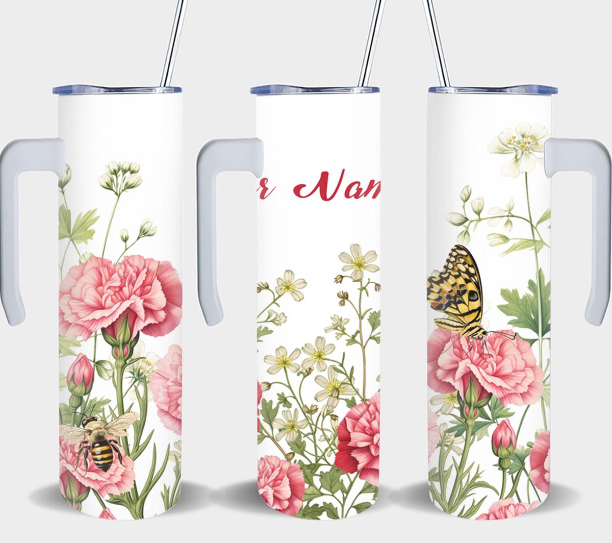Personalized Birthday January Carnation - tumbler