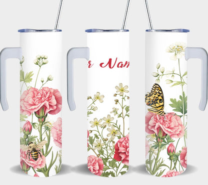 Personalized Birthday January Carnation - tumbler