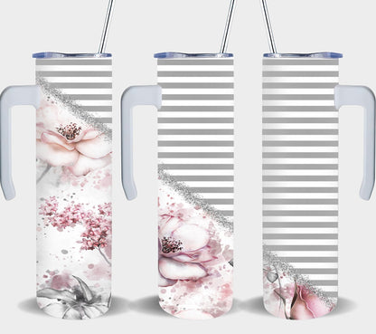 Pink Grey Flower-10595 - tumbler